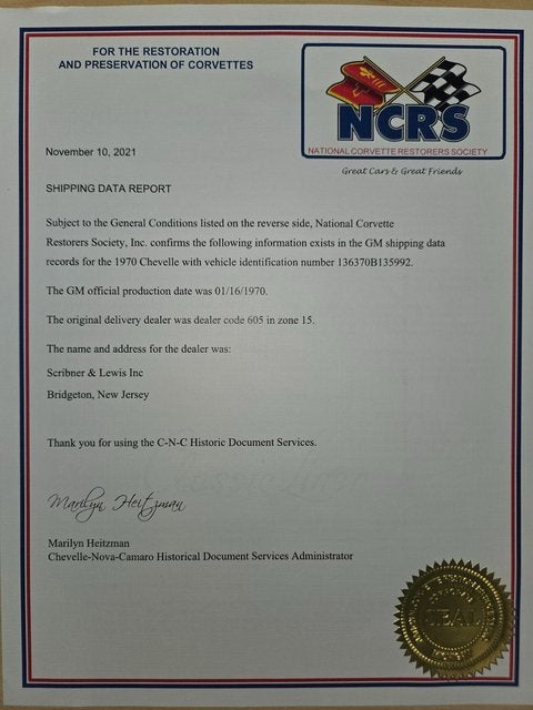 1970 Chevrolet Chevelle SS 454 LS6 Sport Coupe