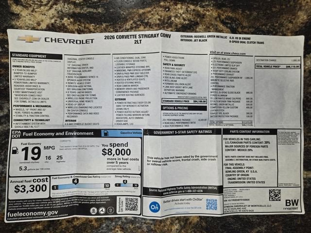2026 Chevrolet Corvette Stingray 2LT