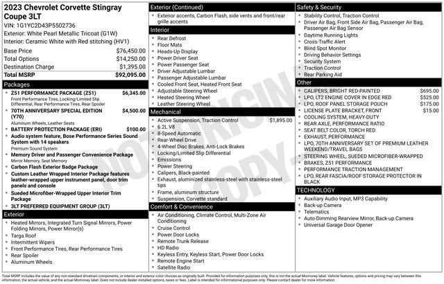 2023 Chevrolet Corvette Stingray 3LT