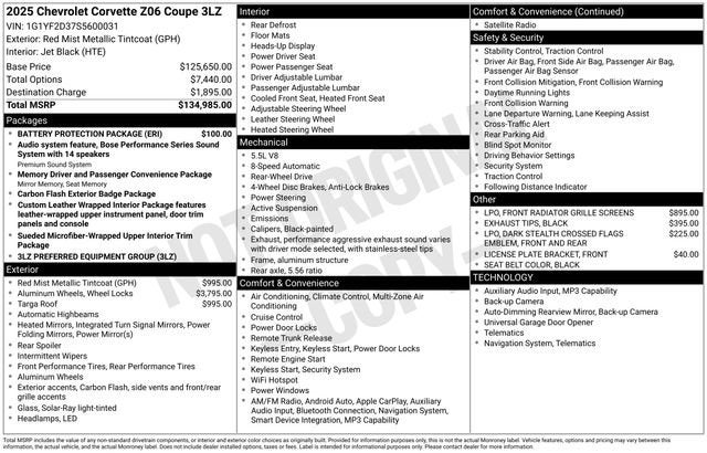 2025 Chevrolet Corvette Z06 3LZ
