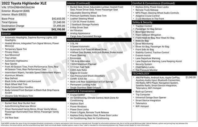 2022 Toyota Highlander XLE