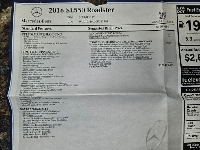 2016 Mercedes-Benz SL-Class SL 550
