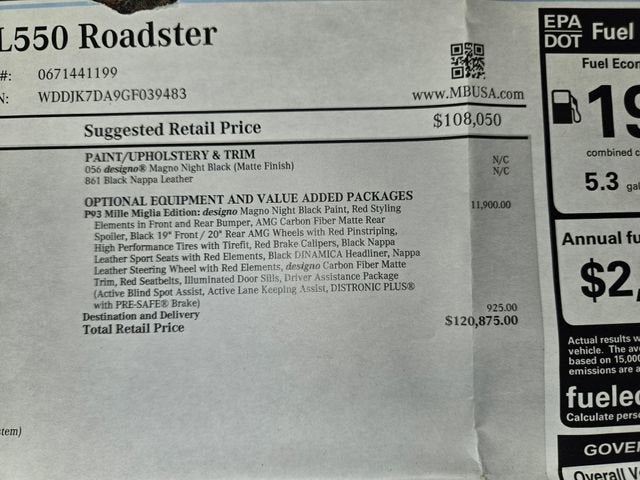 2016 Mercedes-Benz SL-Class SL 550