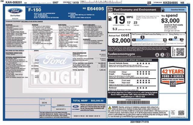 2019 Ford F-150 Lariat 5 1/2 Ft Box