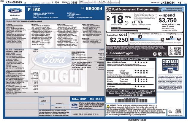 2020 Ford F-150 Lariat 5 1/2 Ft Box