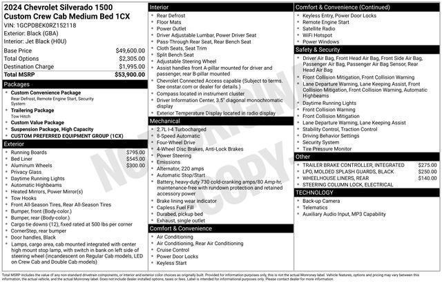 2024 Chevrolet Silverado 1500 Custom STANDARD BED