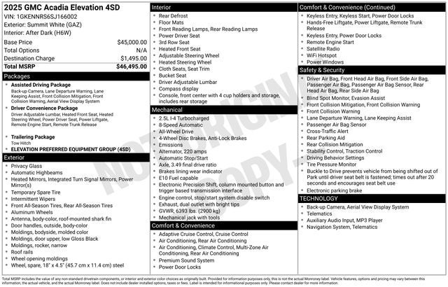 2025 GMC Acadia Elevation