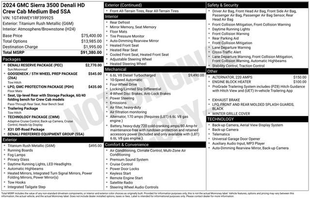 2024 GMC Sierra 3500HD Denali SRW Reserve 6 3/4 FT Box