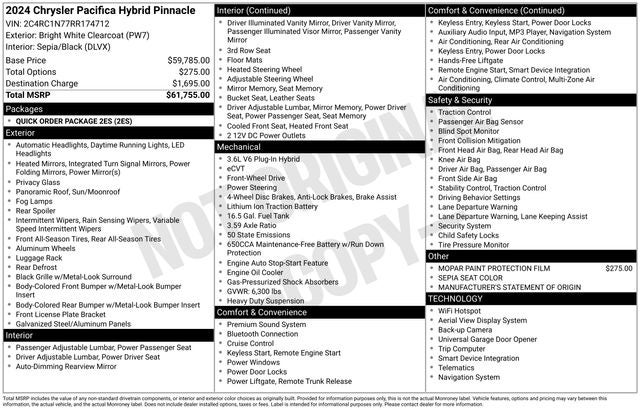 2024 Chrysler Pacifica Hybrid Pinnacle