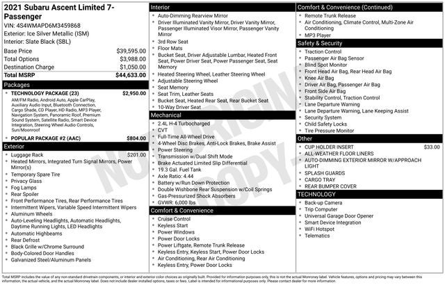 2021 Subaru Ascent Limited