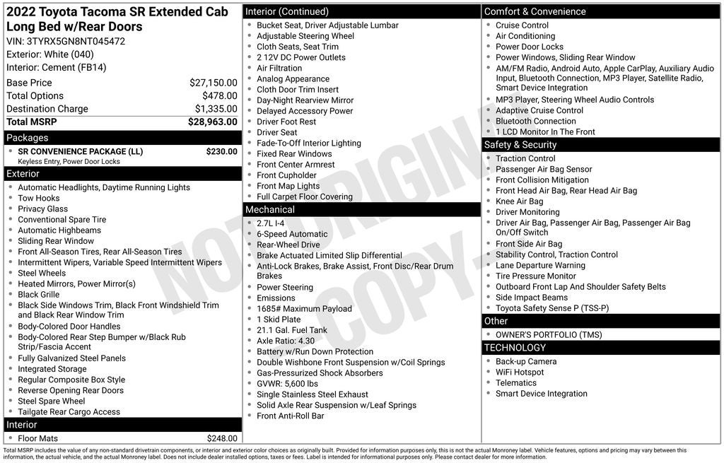 2022 Toyota Tacoma Base