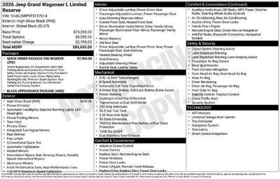 2026 Jeep Grand Wagoneer L Limited Reserve 4x4