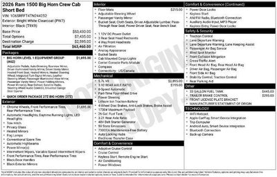 2026 RAM 1500 Big Horn 4x4 Crew Cab 5'7" Box