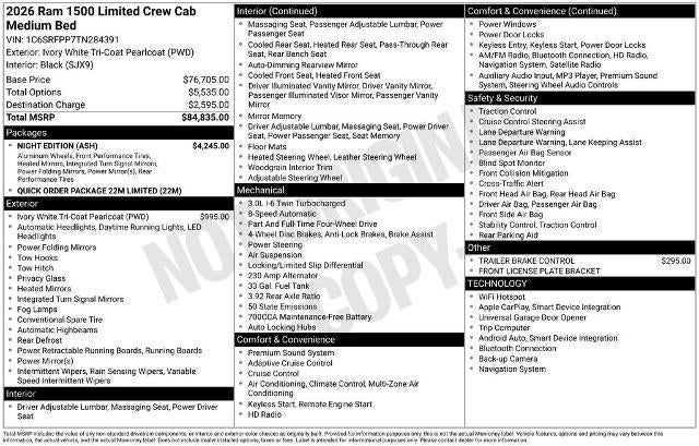 2026 RAM 1500 Limited 4x4 Crew Cab 6'4" Box