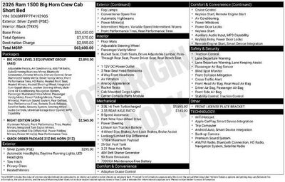 2026 RAM 1500 Big Horn 4x4 Crew Cab 5'7" Box