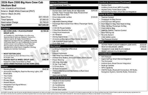 2026 RAM 2500 Big Horn 4x4 Crew Cab 6'4" Box