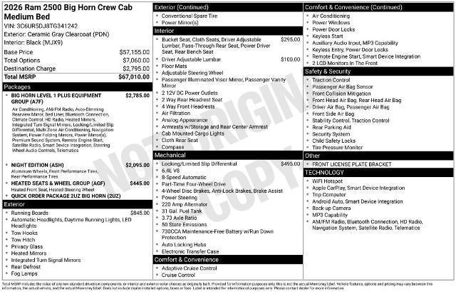 2026 RAM 2500 Big Horn 4x4 Crew Cab 6'4" Box